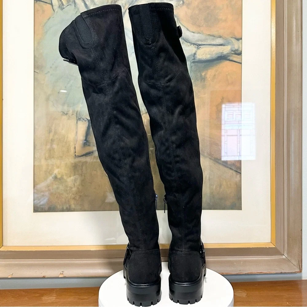🌸MARC FISHER🌸 Ganven Suede Over-The-Knee Moto Boots in Black  Size: 6M